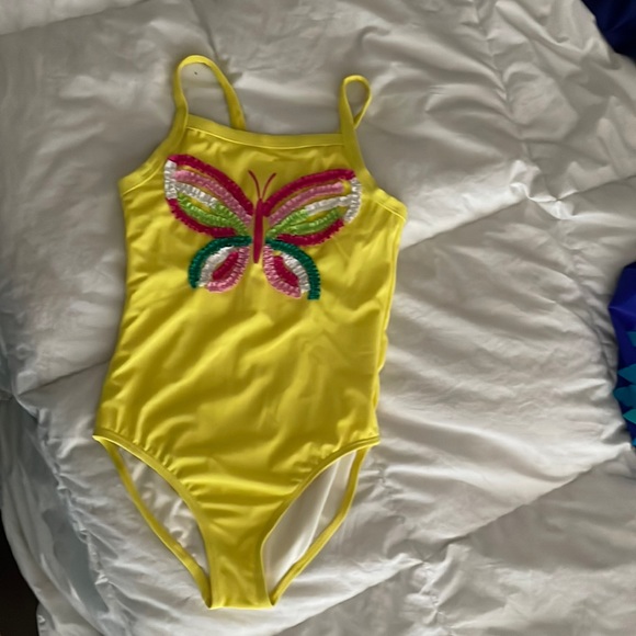 Gymboree yellow swimsuit 🩱 with butterfly NEW size 8 modest - Picture 1 of 5